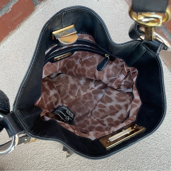 B.Makowsky “Jaimie” Black Pebble Leather  Convertible Shoulder/Crossbody Bag - Picture 8 of 12